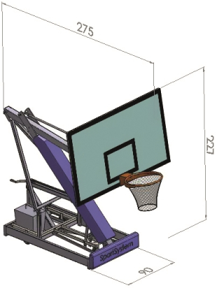 Mobiel basketbaldoel met overhang 125cm