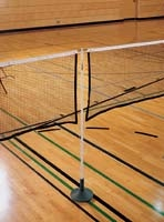 Badmintonnetten in serie aan elkaar